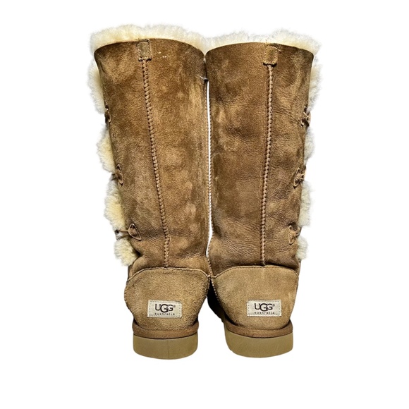 UGG Bailey Button Triplet II Chestnut Tan Brown Shearling Boots Women's Size 10 - Picture 6 of 13